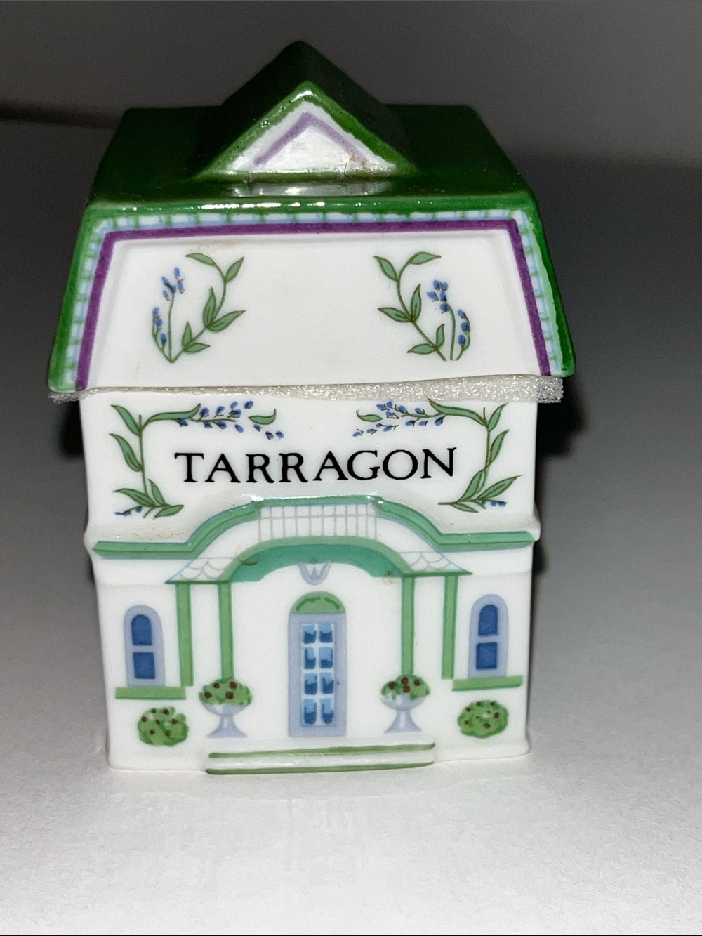 Lenox Tarragon Spice Jar House in Green, White, Purple, Blue